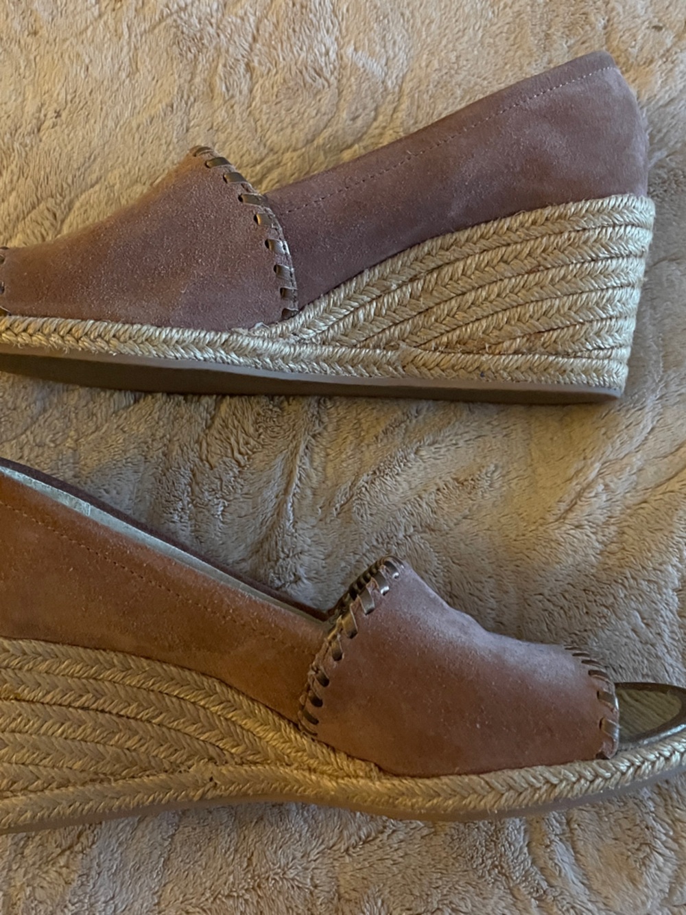 Jack Rogers Tan Suede Espadrille Wedge Sandals